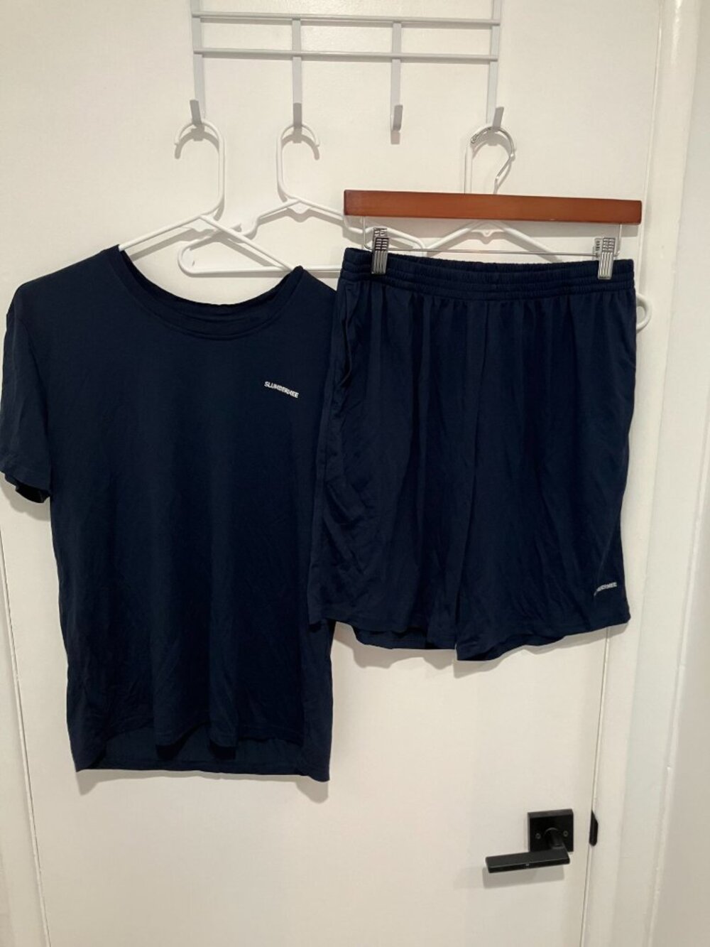 Slumbermee Men's 2-Piece Bamboo Blend Pajama Shorts Set, Navy, Size Medium